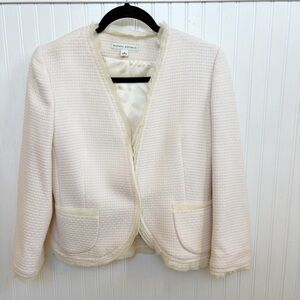 Banana Republic Off White/Cream Basketweave Tweed Wool Blazer Jacket Size 6